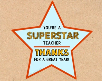 Teacher Appreciation Superstar Tag: Printable Gift (Digital Download)