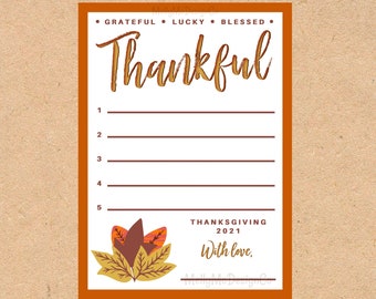 Thanksgiving/Thankful place cards (notecards, gratitude note)