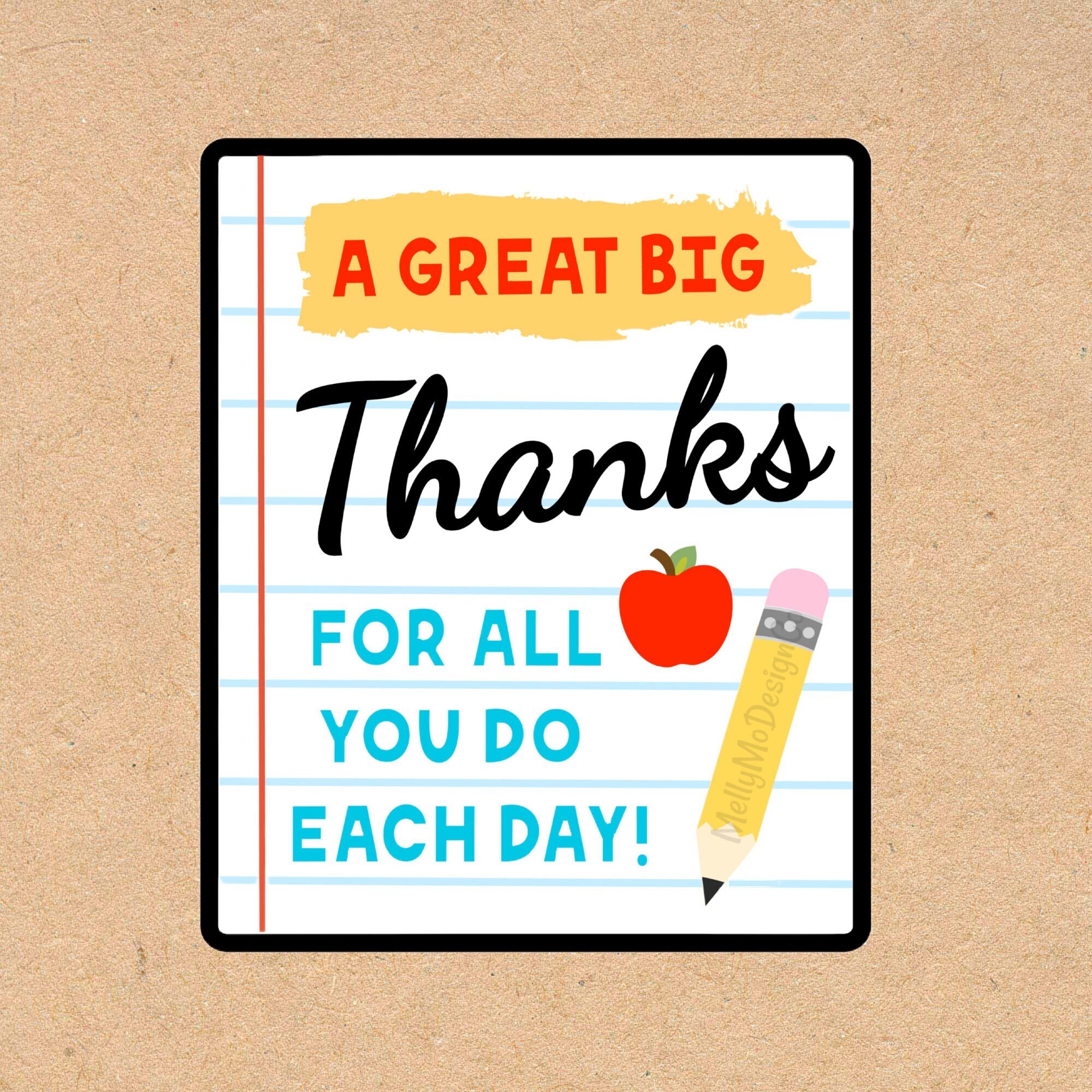 Teacher Appreciation Gift Tags: Printable Thank You Notes (Digital Download)