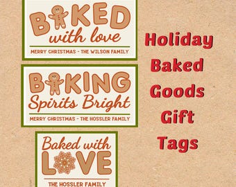 Christmas Baking Gift Tags: Spirits Bright & Baked with Love (Digital Download)