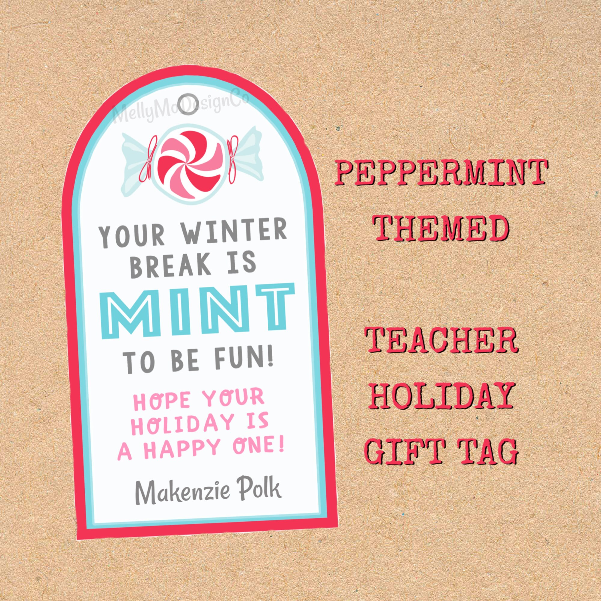 Peppermint Holiday Gift Tag (christmas, Winter, Teacher, Coach, Coworker,  Bus Driver, Hostess) Instant Digital Download Printable - Etsy, image size:2000x2000