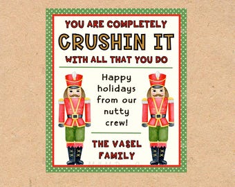 Nutcracker Christmas Gift Tag – Crushin' It Holiday Card (Digital Download)