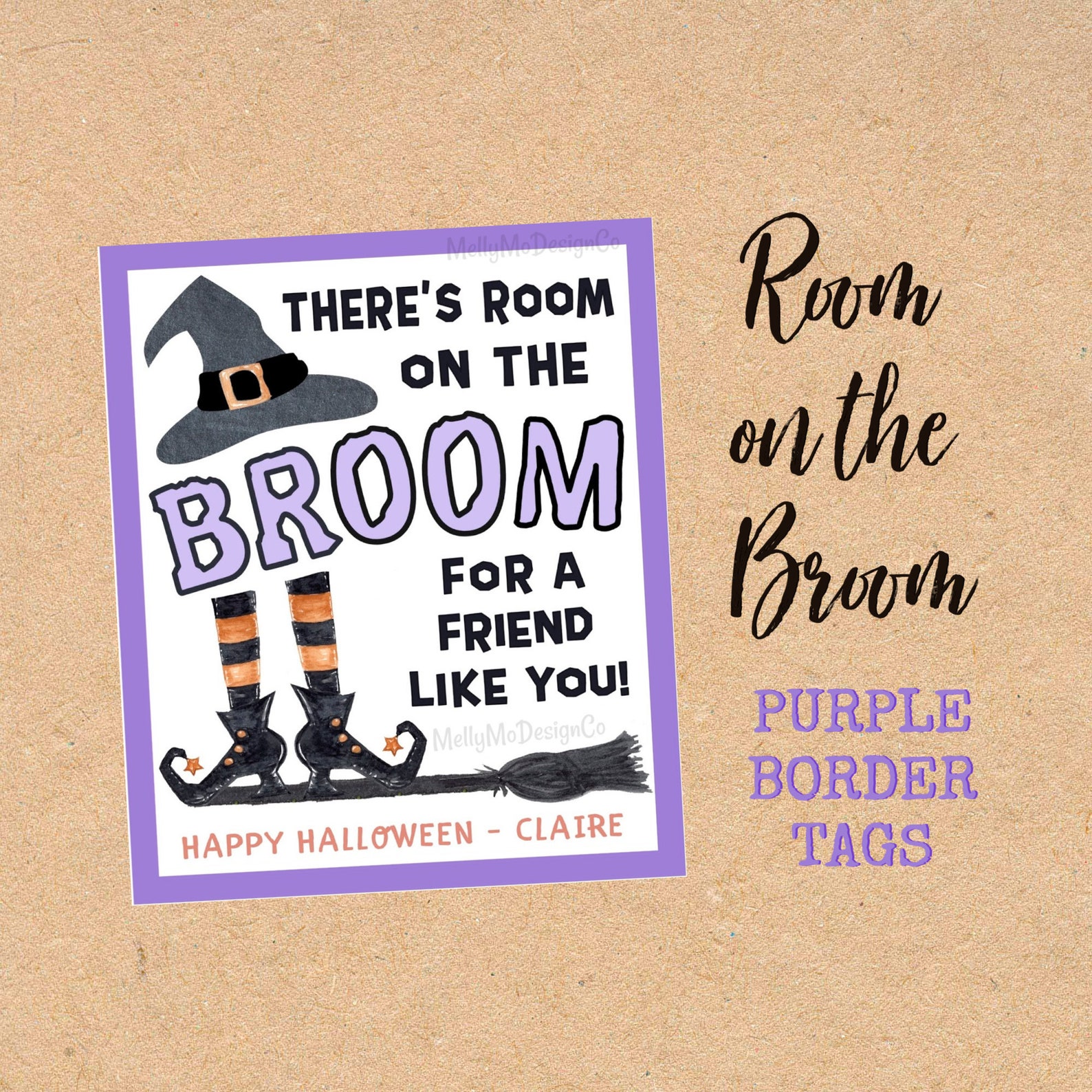 Room on the Broom Tags (PURPLE Border) - Etsy