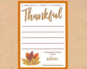 Thankful Gratitude Cards (Thanksgiving, place cards, notecards)