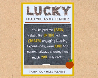 LUCKY Teacher Appreciation Tag (Thank You Gift)
