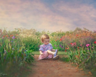 Digital Background, Magical Digital Backdrop, Photography, Dreamy Background, Flower Field, Sky, Photoshop, Instant Download