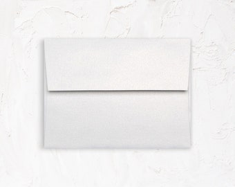 50 Pack - A6 Metallic Square Flap Envelope - Ice Gold, White with Gold Shimmer