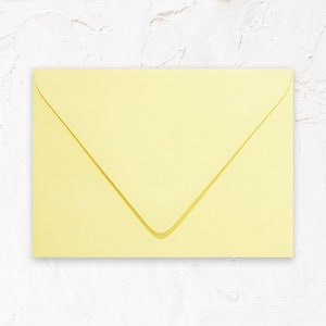 Lot de 20 enveloppes à rabat pour faire-part A1 (4 barres), A2, A2, A7 : sorbet jaune mat