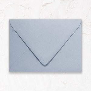 Lot de 20 enveloppes A1 (4 barres), A2 à rabat euro pour faire-part : bleu poussiéreux mat