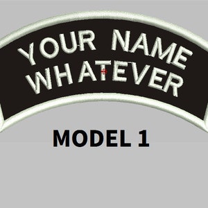Curve custom EMBROIDERED NAME TAG Sew on patch Quality Badge two rows