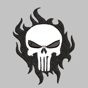 Naszywka haftowana SKULL ON FIRE 7,1" X 5,6" na tył kurtki motocyklowej