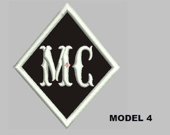 Custom Embroidery Diamond Embroidered MC PATCH, badge, tag sew on