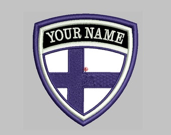 Custom Embroidered Name Patch SHIELD EMBLEM Finland sinum nimesi Suomi iron on