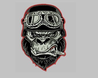 Biker Ape Gestickter Aufnäher Reaper Patch 13&quot;X 20,8&quot; PATCH für BIKER JACKE Rücken
