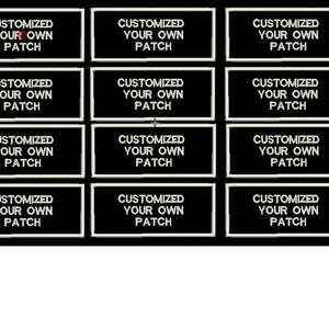 embroided patch 4&quot; x 2&quot; text only customized sew on 12 Pieces