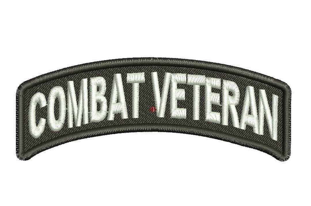 Combat Veteran Small Rocker Iron on Embroidered Biker Patch Military ...