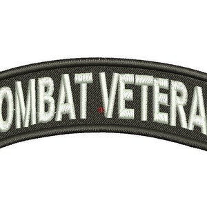 Combat Veteran Small Rocker Iron on Embroidered Biker Patch Military Jacket Vest