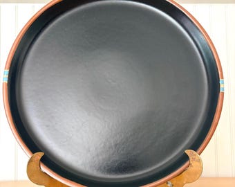 Vintage Dansk Mesa Black 13 inch Chop Plate – Black with Terracotta & Blue Accents