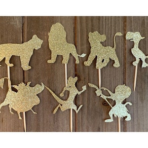 Lion King Gold Glitter Toppers / Lion King Cupcake Toppers 12CT