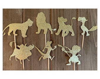 Lion King Gold Glitter Toppers / Lion King Cupcake Toppers 12CT