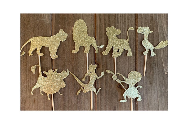 Lion King Gold Glitter Toppers Lion King Cupcake Toppers 12CT