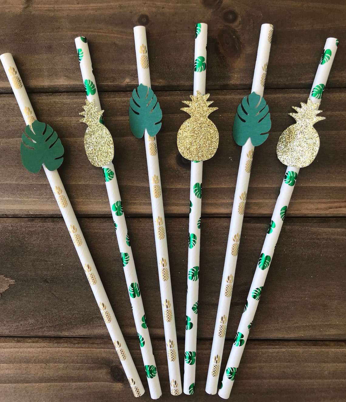 Tropical Straws 10 CT / Pineapple / Luau Party / Moana Party Etsy