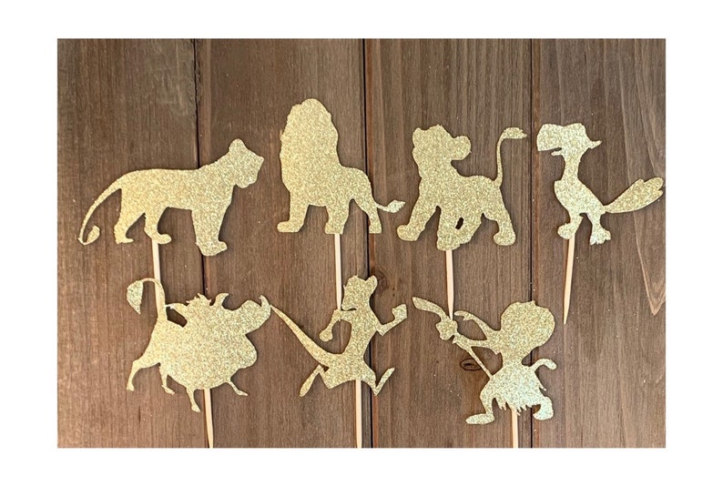 Lion King Gold Glitter Toppers Lion King Cupcake Toppers 12CT