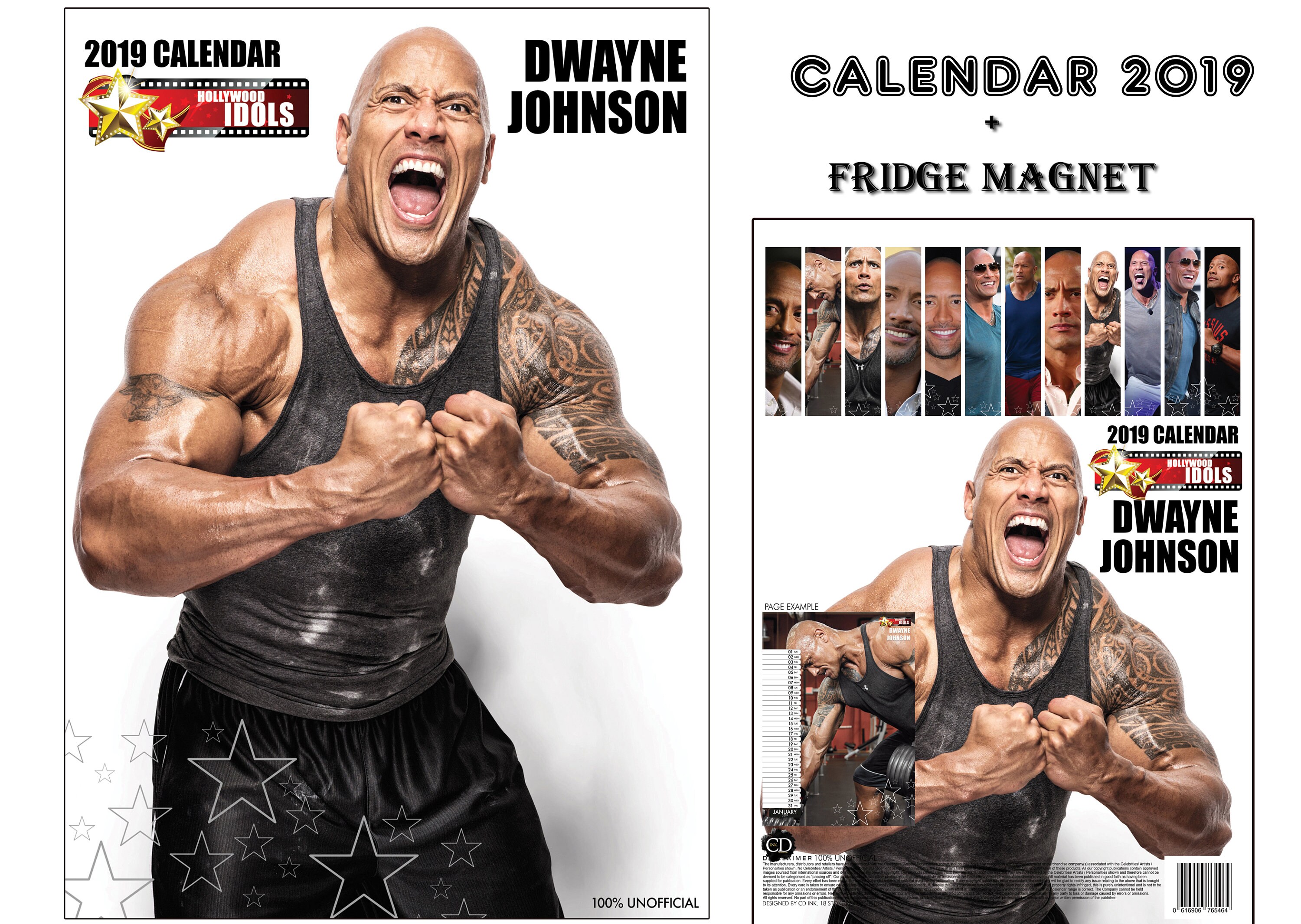 Dwayne Johnson Calendar 2019 Dwayne Johnson Fridge Etsy