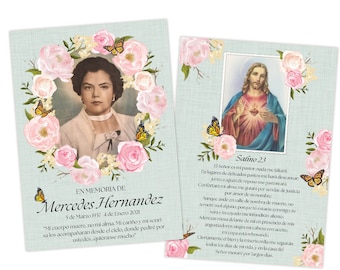 PRINTABLE | Monarch Butterfly Garden Sagrado Corazon Spanish Memorial Card | DIGITAL FILE