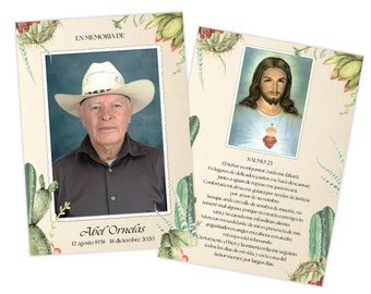 PRINTABLE | Mexican Hispanic Heritage Cowboy Cactus Succulent Masculine Spanish Memorial Prayer Card| DIGITAL FILE