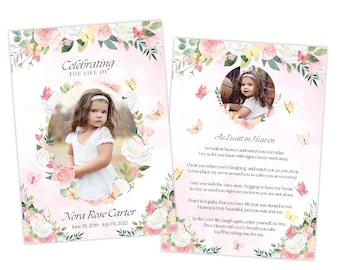 Butterfly Garden Memorial Card | Child Loss Funeral Program (Digital File)
