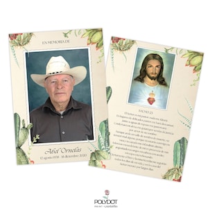 PRINTABLE | Mexican Hispanic Heritage Cowboy Cactus Succulent Masculine Spanish Memorial Prayer Card| DIGITAL FILE