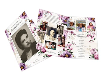 Spanish Purple Bloom Memorial Card | Printable Funeral Card (Digital File)