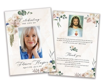 PRINTABLE | Cream Roses Orchids Eucalyptus Memorial Card | DIGITAL FILE