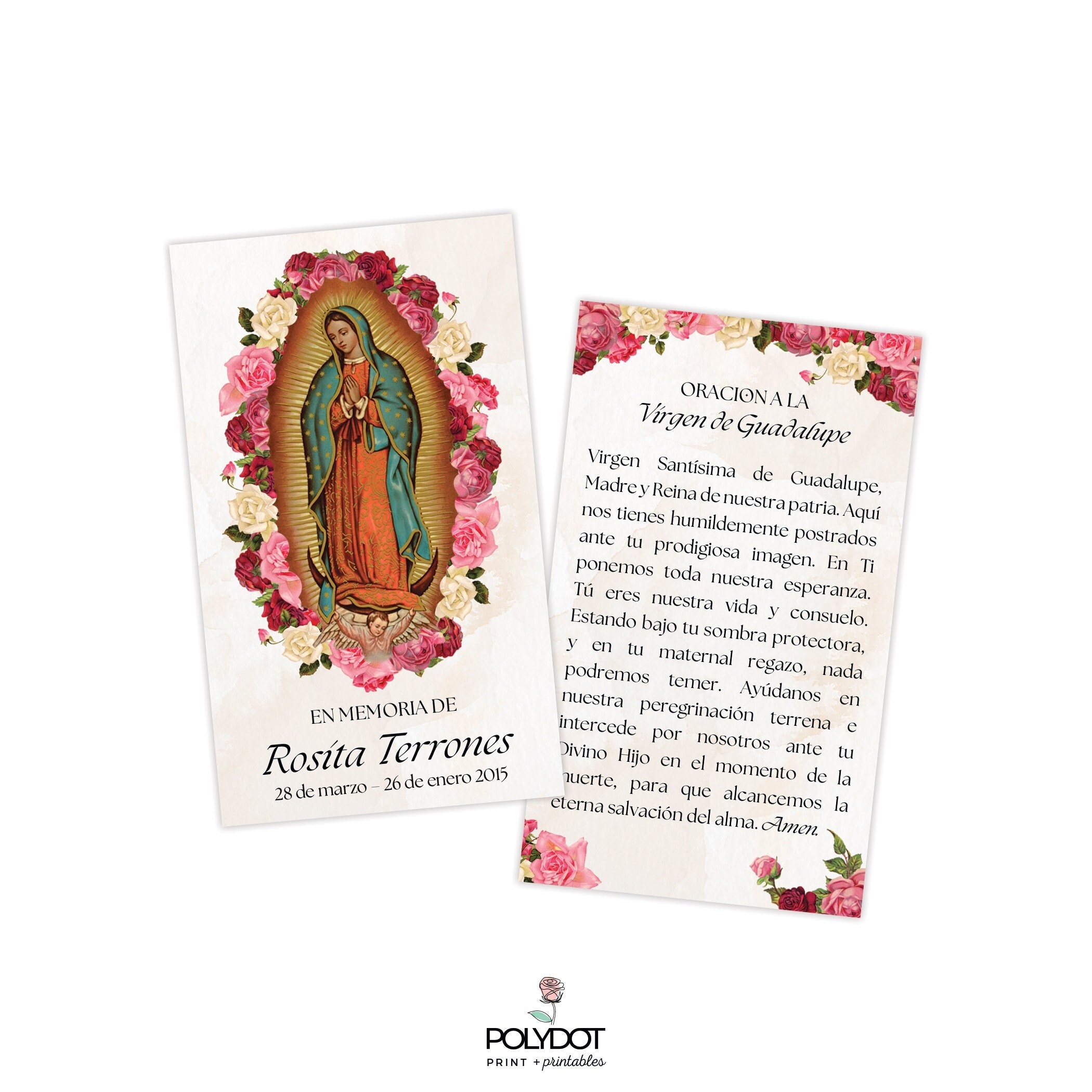 PRINTABLE | Spanish Rose Prayer Card | DIGITAL FILE