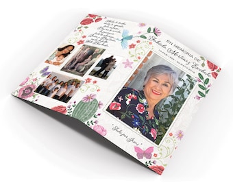 PRINTABLE | Mexican Flower Embroidery Spanish Memorial Card Folded Card| DIGITAL FILE