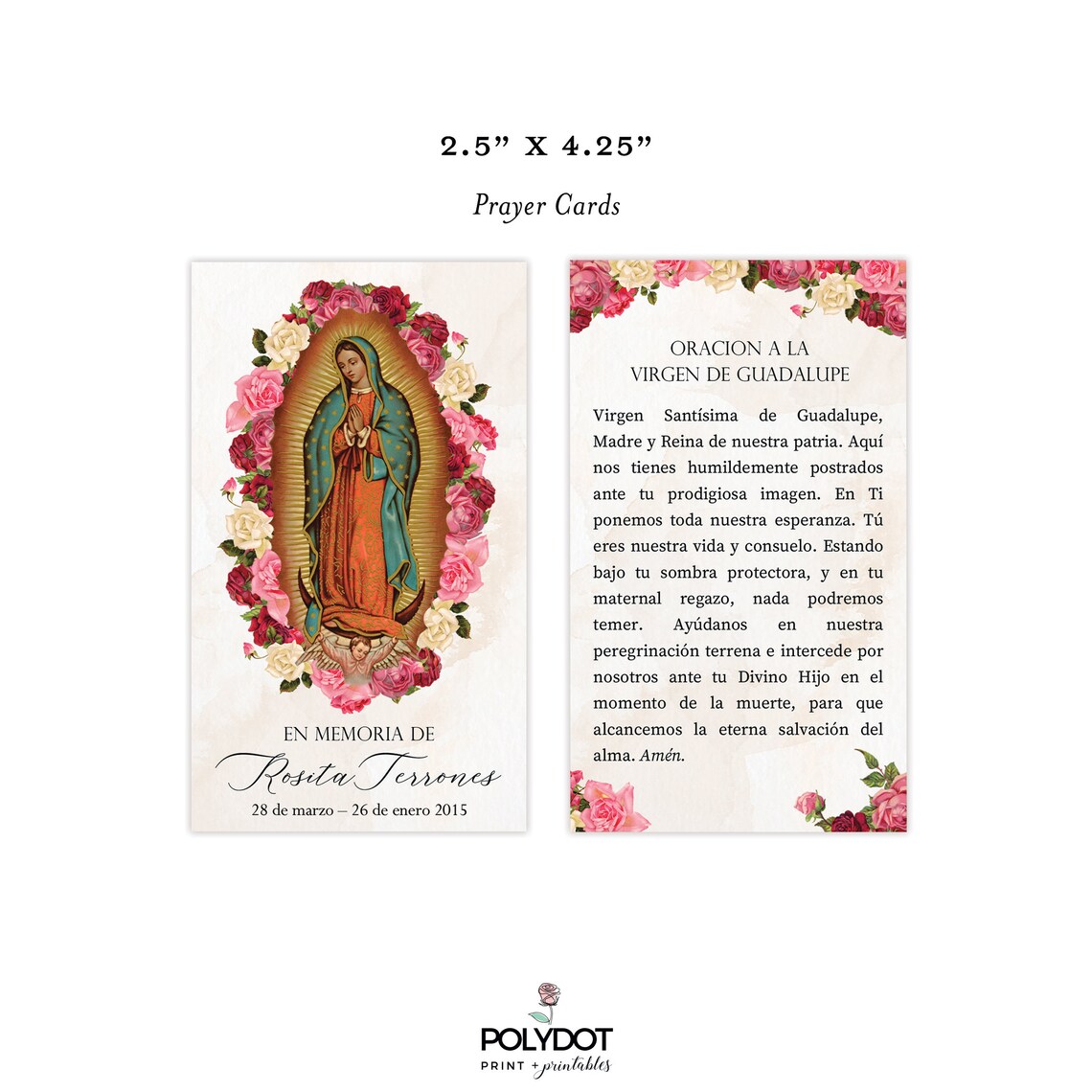 PRINTABLE Spanish Rose Prayer Card DIGITAL FILE Etsy