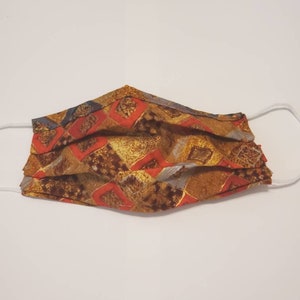 Gold and Red Metallic Cotton Reusable Face Mask