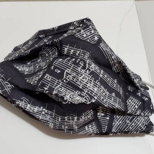 Black and White Sheet Music Notes Cotton Reusable Face Mask