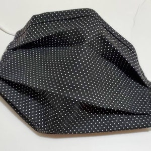 Black and White Small Polka Dot Pattern Cotton Reusable Face Mask