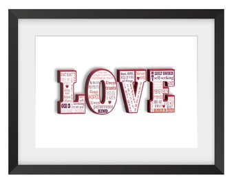 1 Corinthians 13 Love Design: Christian Wall Art, Bags, Pillows (PNG Digital Download)