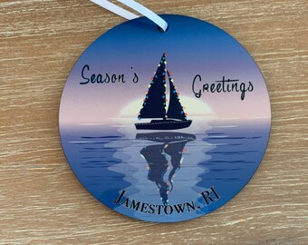 Sailboat ornament with Christmas lights