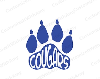 Cougars Paw Print digital design: svg, png, pdf, dxf