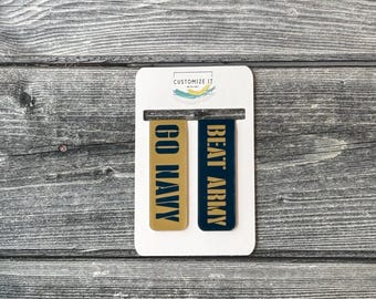 Go Navy, Beat Army magnetic bookmarks: great party gifts!