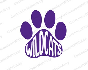 Wildcats paw digital design: svg, png, pdf, dxf