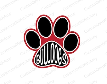 Bulldogs paw print digital design: svg, png, dxf, pdf