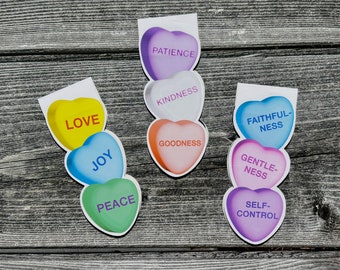 Fruit of the Spirit Conversation Heart Magnetic Bookmarks: Perfect gift for the readers in your life!