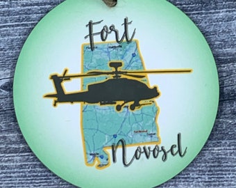 Fort Novosel Apache Helicopter Ornament: Personalized Keepsake