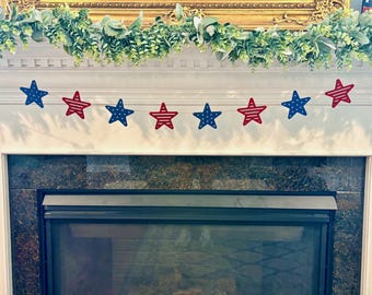 Layered, Wooden, Stars and Stripes Garland