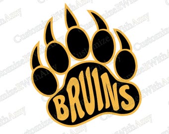 Bruins paw print: digital file that can be used to make stickers, hats, shirts, and more. SVG, png, pdf, and dxf files included.
